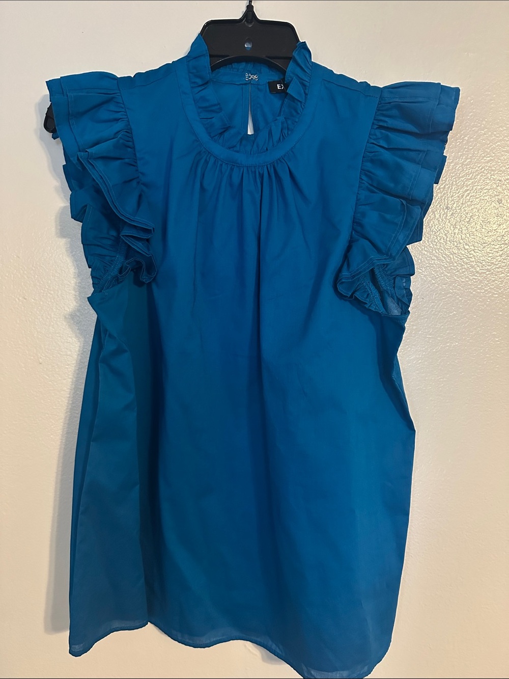 Express Teal Ruffle-Sleeve Blouse